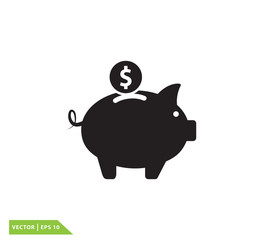 Piggy bank icon vector logo design template