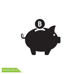 Piggy bank icon vector logo design template