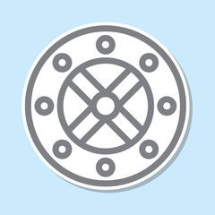 Fototapeta premium Viking, sew sticker icon. Simple thin line, outline vector of mythology icons for ui and ux, website or mobile application