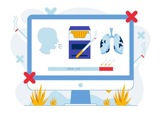 Smoking Threatening Human Life Flat Illustration