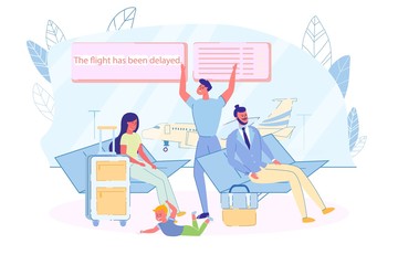 People Waiting for Delayed Flight in Aeroport.