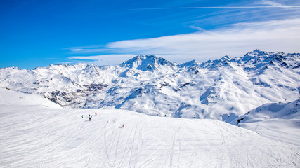 Obraz premium Val Thorens is the highest ski resort in Europe (2300m). The resort forms part of the 3 vallées linked ski area which is the largest linked ski areas in the world
