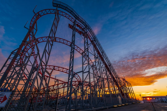 Sunrise at Old Orchard Beach Amusement Park - Old Orchard Beach, Maine