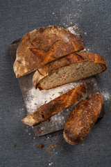 fresh bread and wheat on the wooden