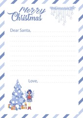 Blank Template with Lines for Santa Claus Letter