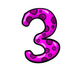 Fototapeta premium Stylized Pink Number Three