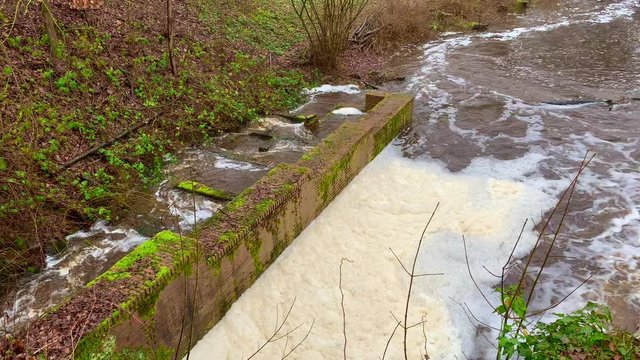 after heavy rain the water at the monastery tavern in hude is high and restless