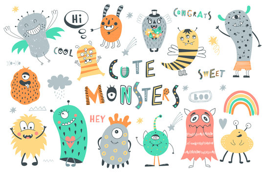 Set of cute monsters