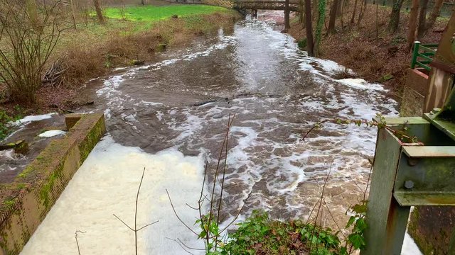 after heavy rain the water at the monastery tavern in hude is high and restless