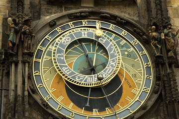 Fototapeta na wymiar Prague astronomical clock , or Prague Orloj is a medieval astronomical clock