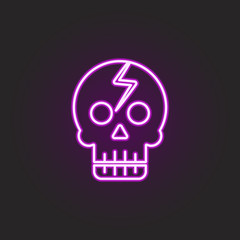 rock, skull, lightning neon style icon. Simple thin line, outline vector of rock and roll icons for ui and ux, website or mobile application