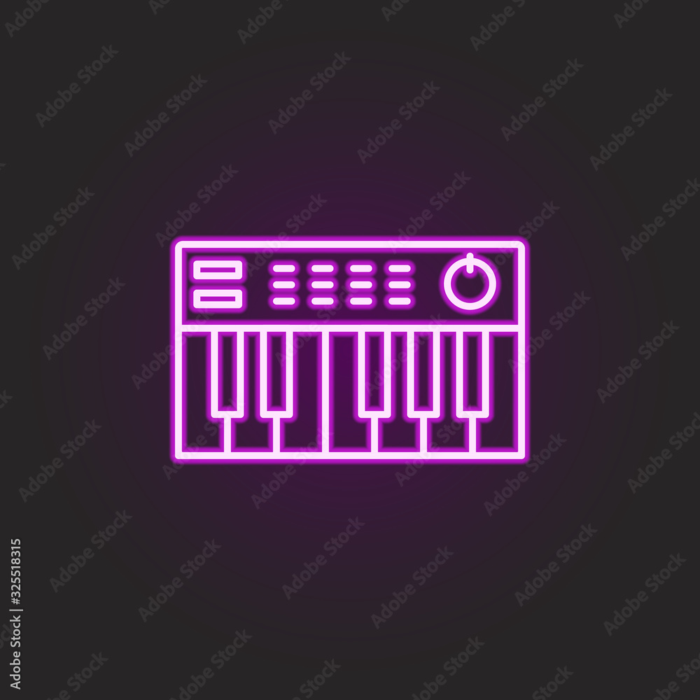Poster rock midi keyboard neon style icon. simple thin line, outline vector of rock and roll icons for ui a