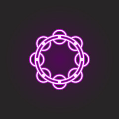 rock, tambourine, musical instrument neon style icon. Simple thin line, outline vector of rock and roll icons for ui and ux, website or mobile application
