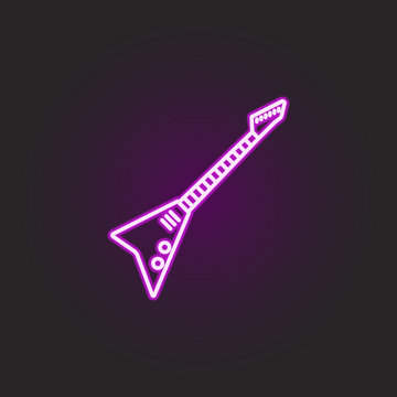 Rock Electric Guitar Neon Style Icon. Simple Thin Line, Outline Vector Of Rock And Roll Icons For Ui And Ux, Website Or Mobile Application