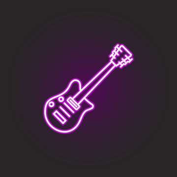 rock, guitar neon style icon. Simple thin line, outline vector of rock and roll icons for ui and ux, website or mobile application