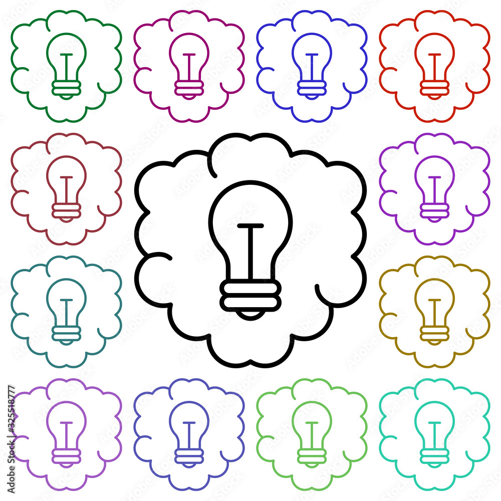 Poster bulb in cloud multi color style icon. simple thin line, outline vector of education icons for ui and