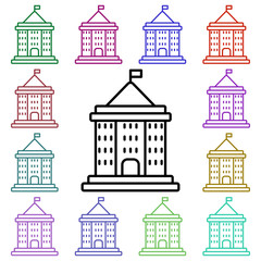 Fototapeta premium School building multi color style icon. Simple thin line, outline vector of education icons for ui and ux, website or mobile application