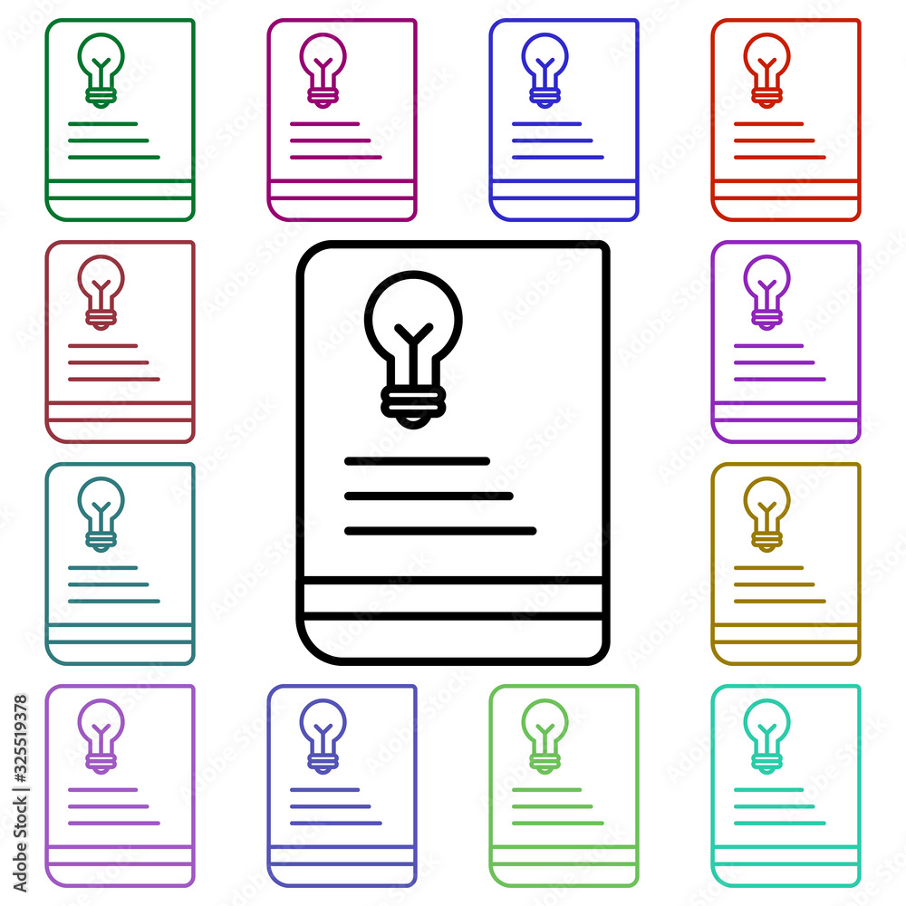 Poster a light in notebook multi color style icon. simple thin line, outline vector of education icons for 