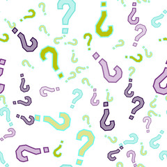 Quiz seamless pattern. Question marks, doubt, faq
