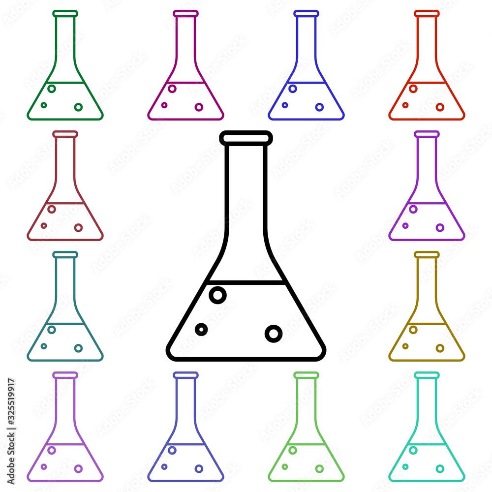 Poster flask multi color style icon. simple thin line, outline vector of education icons for ui and ux, web