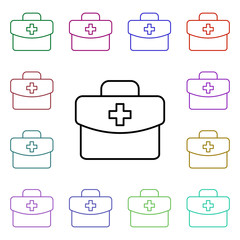 First aid kit multi color style icon. Simple thin line, outline vector of medical icons for ui and ux, website or mobile application