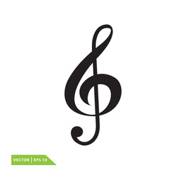 Clef note icon vector logo design template