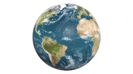 slow rotating earth white background - Powered by Adobe