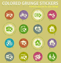insurance colored grunge icons