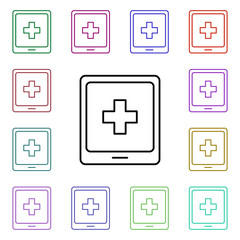 Tablet medical multi color style icon. Simple thin line, outline vector of medical icons for ui and ux, website or mobile application