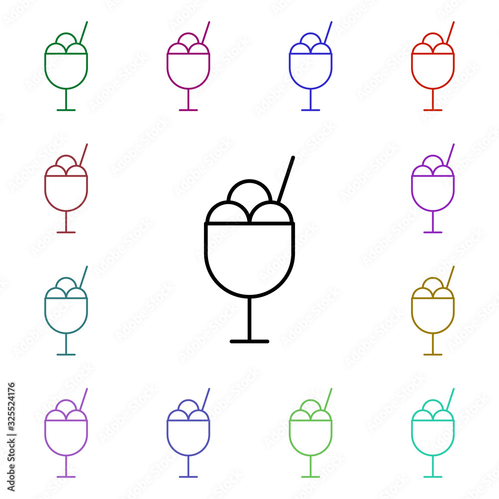 Poster ice-cream multi color style icon. simple thin line, outline vector of summer icons for ui and ux, we