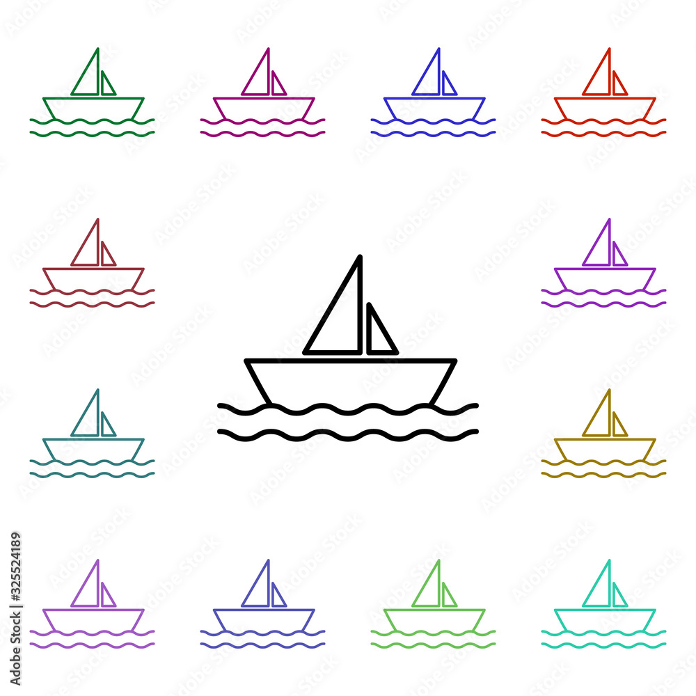 Poster sailboat multi color style icon. simple thin line, outline vector of summer icons for ui and ux, web