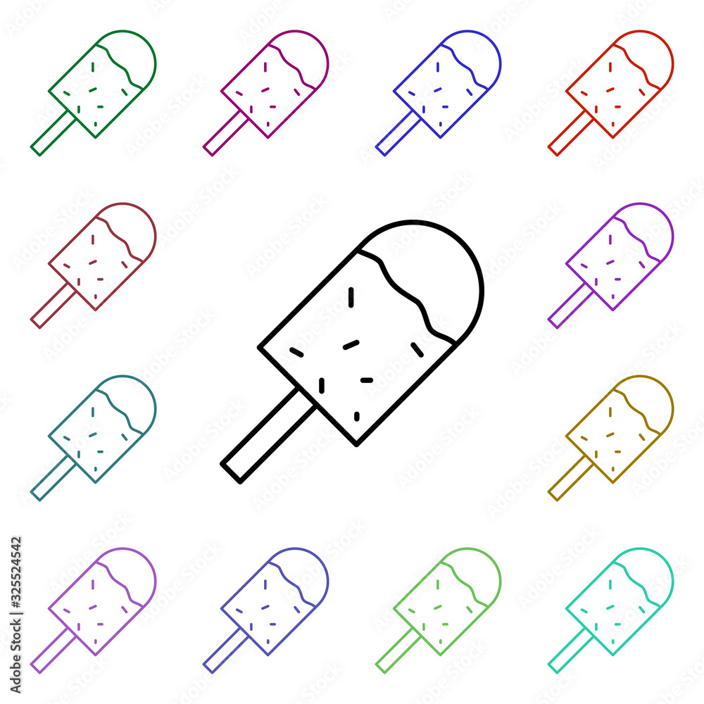 Poster ice-cream multi color style icon. simple thin line, outline vector of summer icons for ui and ux, we