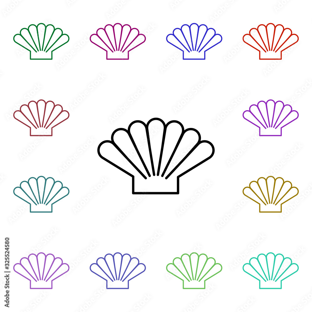 Poster seashell multi color style icon. simple thin line, outline vector of summer icons for ui and ux, web