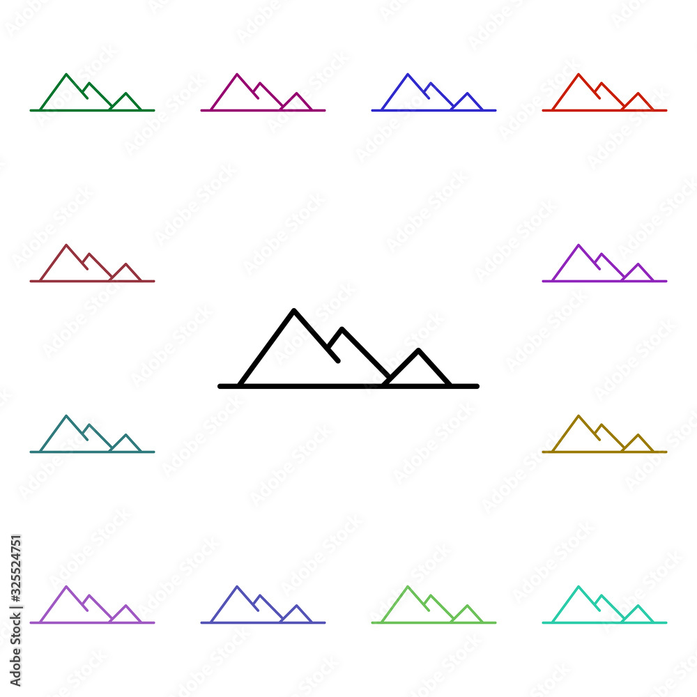 Poster mountains multi color style icon. simple thin line, outline vector of summer icons for ui and ux, we