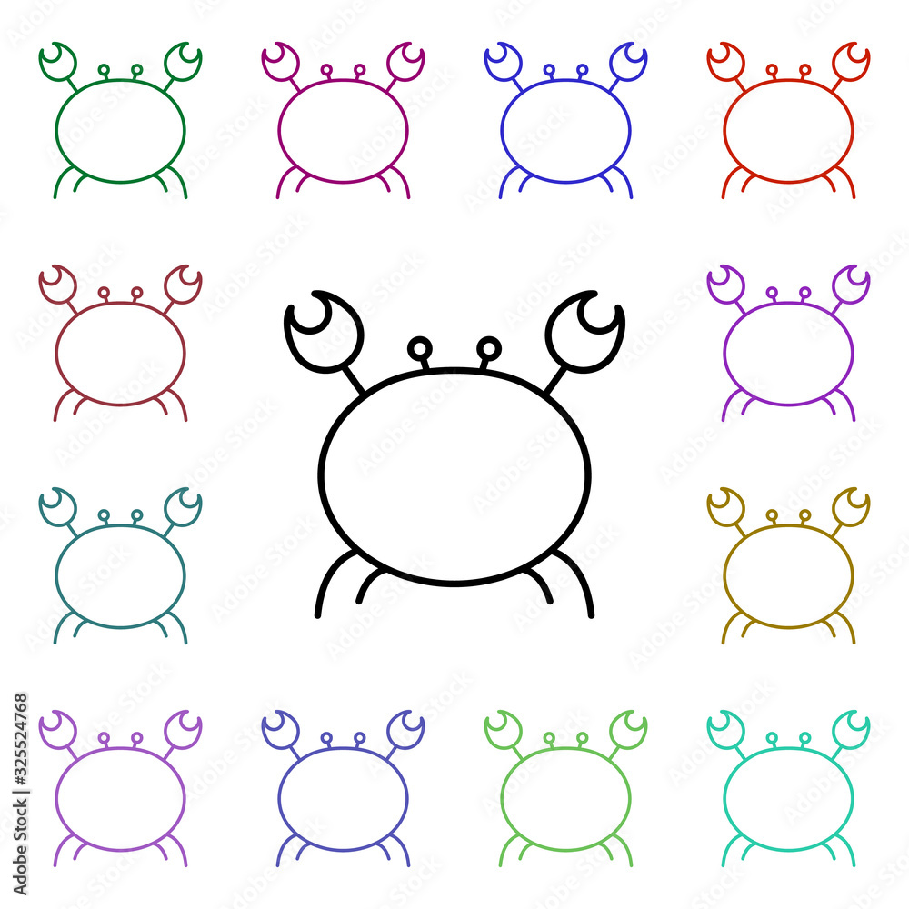 Poster crab multi color style icon. simple thin line, outline vector of summer icons for ui and ux, website