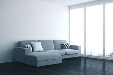 Fototapeta premium Clean living room interior with sofa