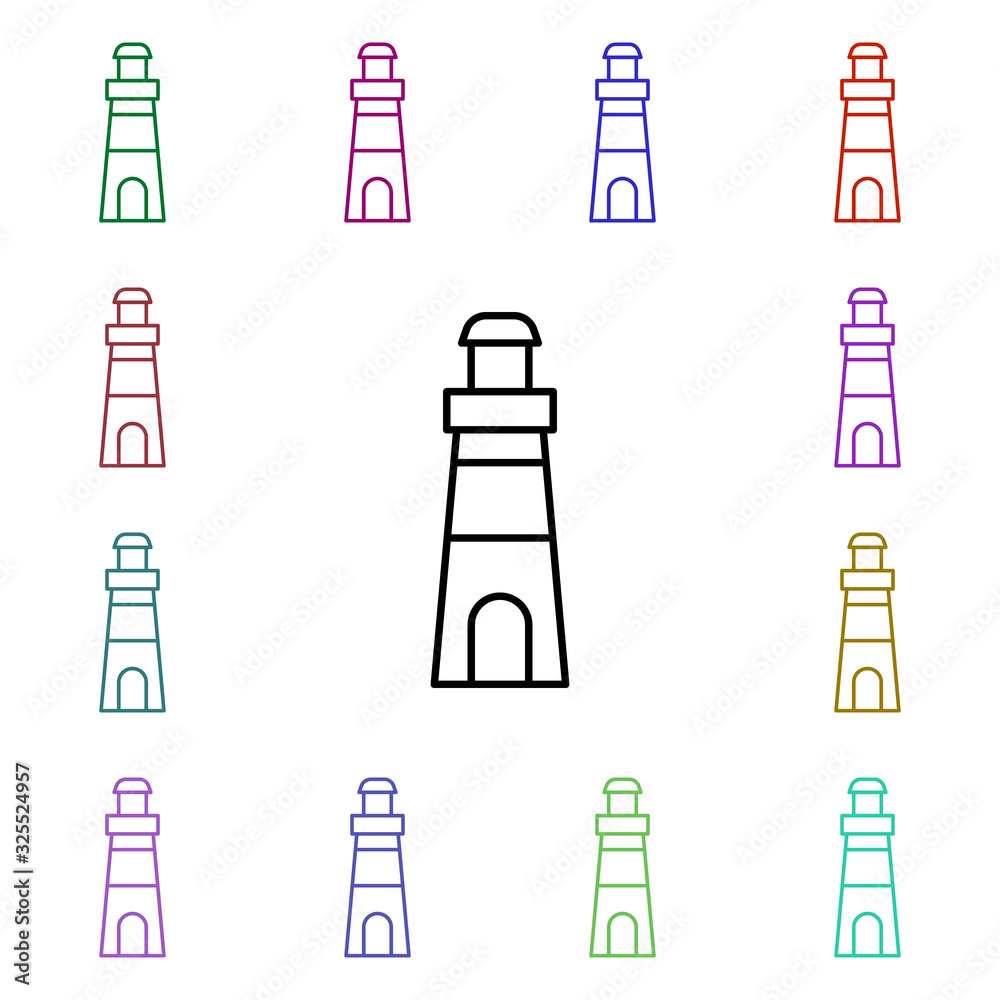 Poster lighthouse multi color style icon. simple thin line, outline vector of summer icons for ui and ux, w