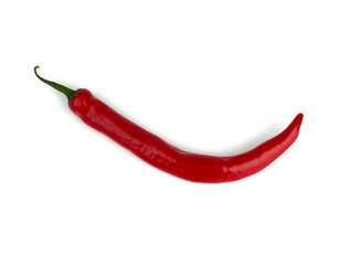 whole red hot pepper fruit isolated on white background, hot spice