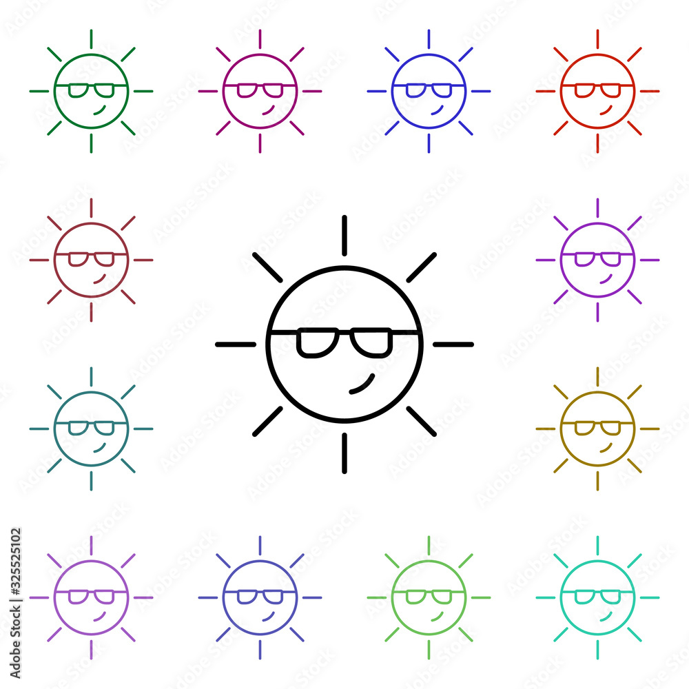 Poster sun multi color style icon. simple thin line, outline vector of summer icons for ui and ux, website 