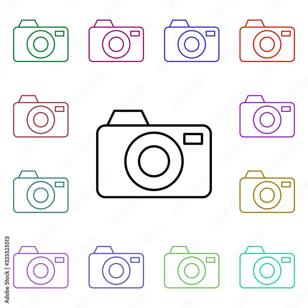 Poster camera multi color style icon. simple thin line, outline vector of summer icons for ui and ux, websi