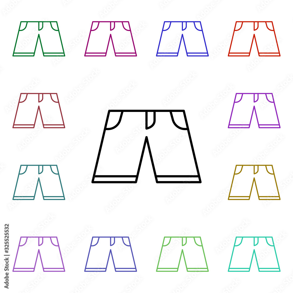 Poster shorts multi color style icon. simple thin line, outline vector of summer icons for ui and ux, websi