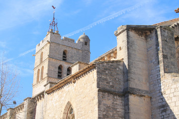 Fototapeta na wymiar The Saint Paul church in Frontignan, , a seaside resort in the Mediterranean sea, Herault, Occitanie, France