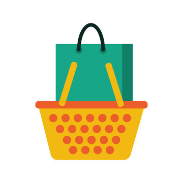 shopping basket and paper bag market