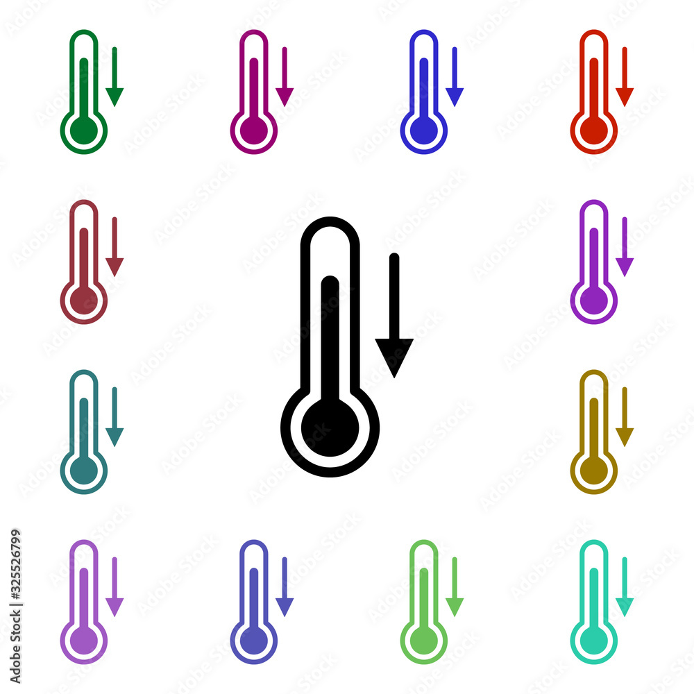 Poster low temperature sign multi color style icon. simple thin line, outline vector of weather icons for u