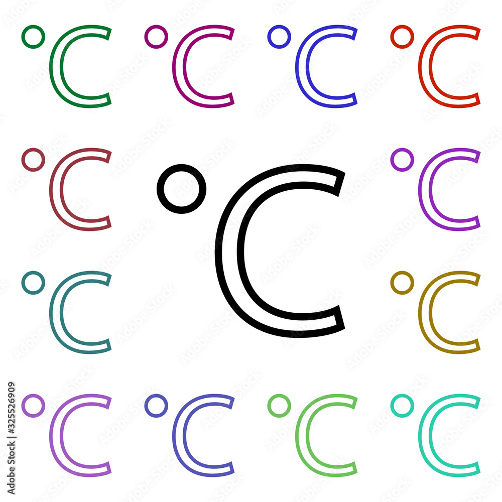 Poster celsius sign multi color style icon. simple thin line, outline vector of weather icons for ui and ux