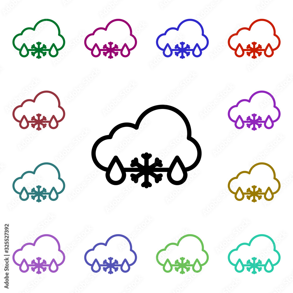 Poster wet snow sign multi color style icon. simple thin line, outline vector of weather icons for ui and u