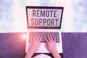Conceptual hand writing showing Remote Support. Concept meaning help endusers to solve computer...