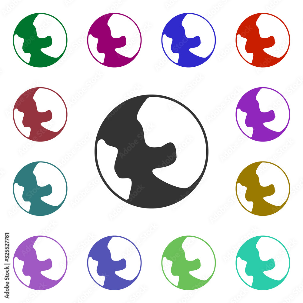Poster earth globe multi color style icon. simple glyph, flat vector of web icons for ui and ux, website or