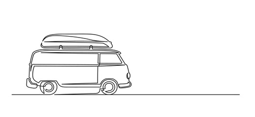 Continuous one line drawing of a trip van © MegaShabanov