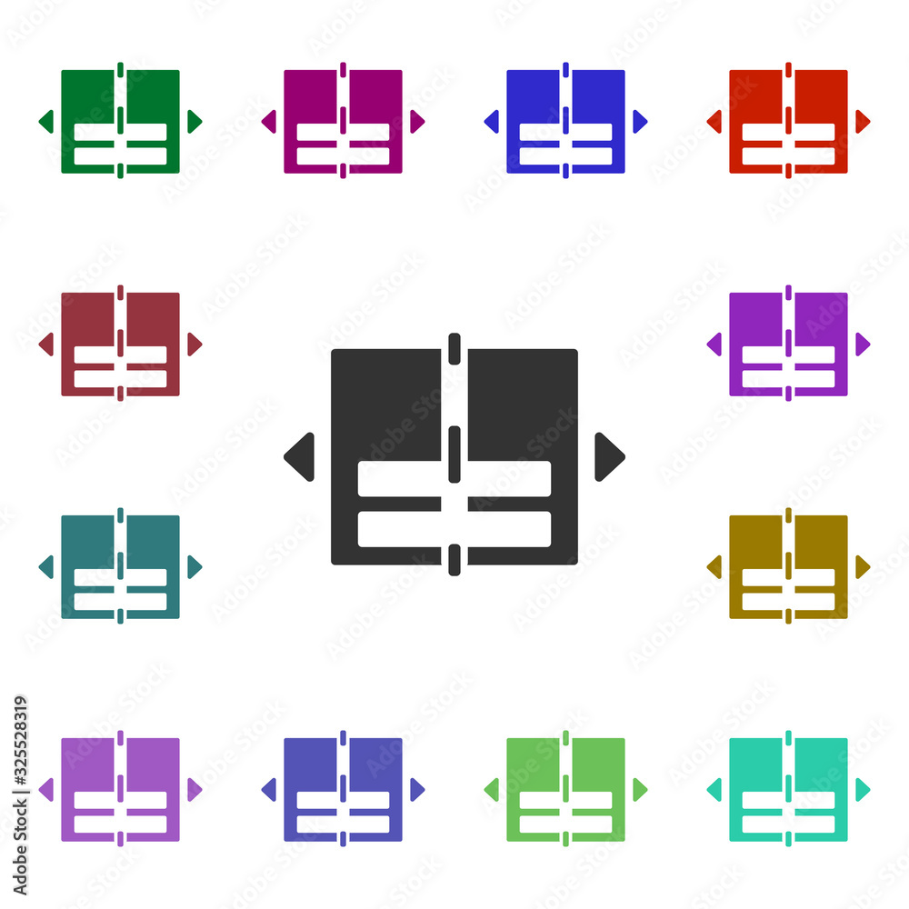 Poster spreadsheet widening multi color style icon. simple glyph, flat vector of web icons for ui and ux, w